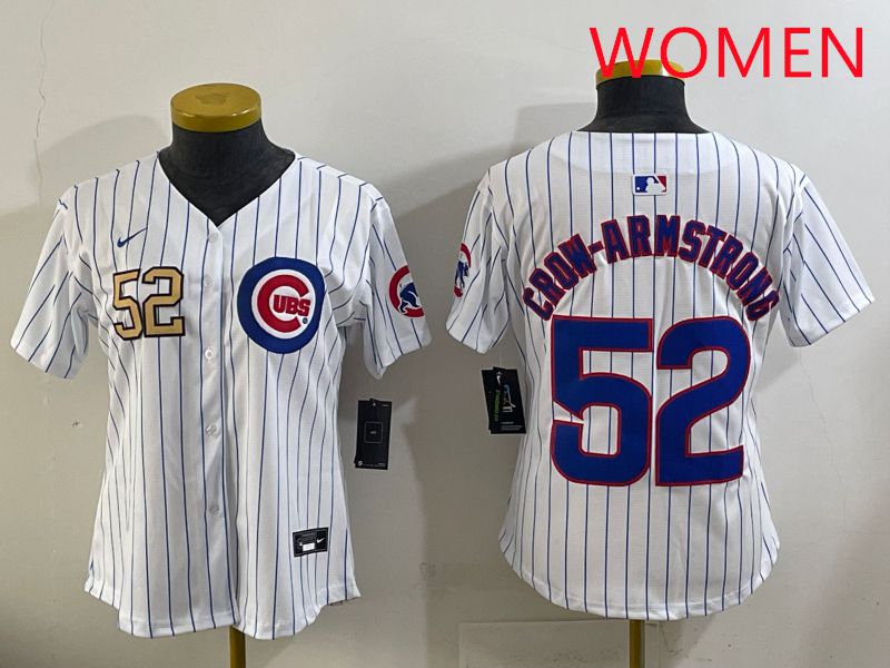 Women 2025 Chicago Cubs #52 Crow-Armstrong White Stripe Game Nike MLB Jersey style 4->women mlb jersey->Women Jersey